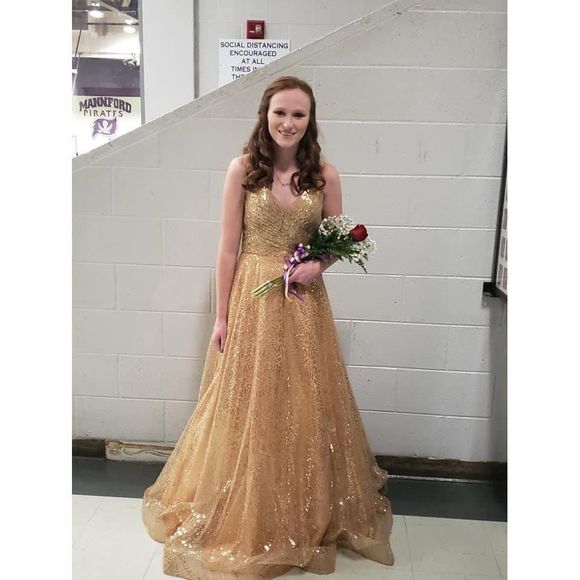 Gold David's Bridal Size 6 Ball gown dress